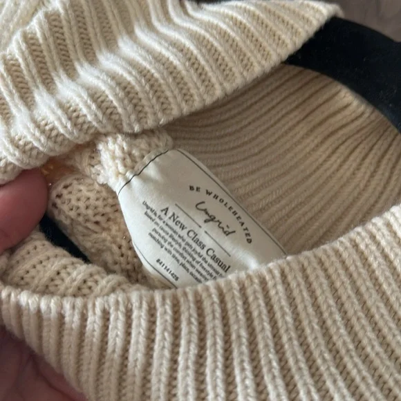 Cream Cable Knit Sleeveless  Oversized Turtleneck best - Picture 8 of 12